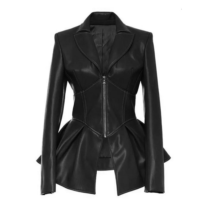 Biker Style Patchwork Irregular Leather Jacket