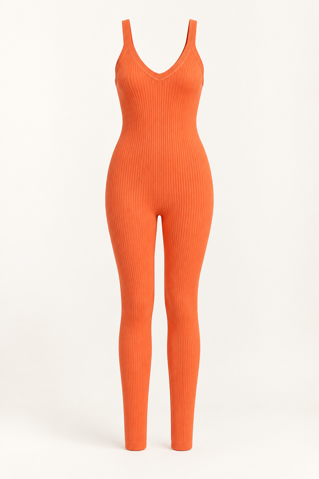 Ribbed Jumpsuit - Tangerine