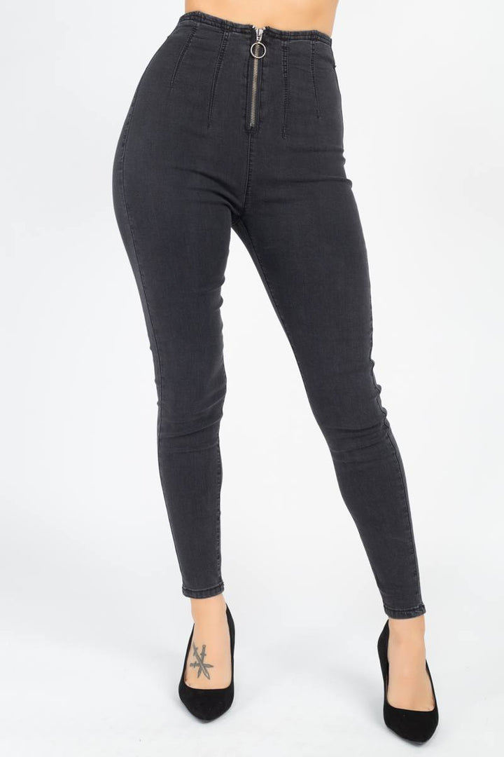 High Waist Denim Jeans, Black