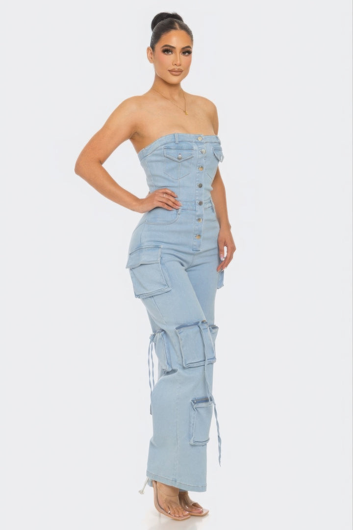 Stretch Denim Jumpsuit