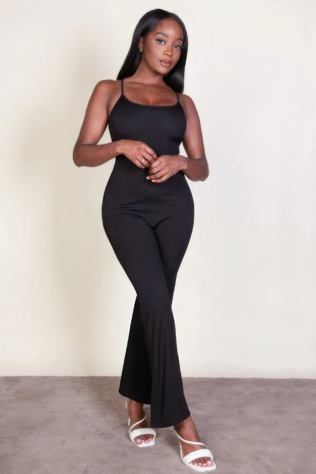 Ribbed sleeveless wide leg jumpsuit