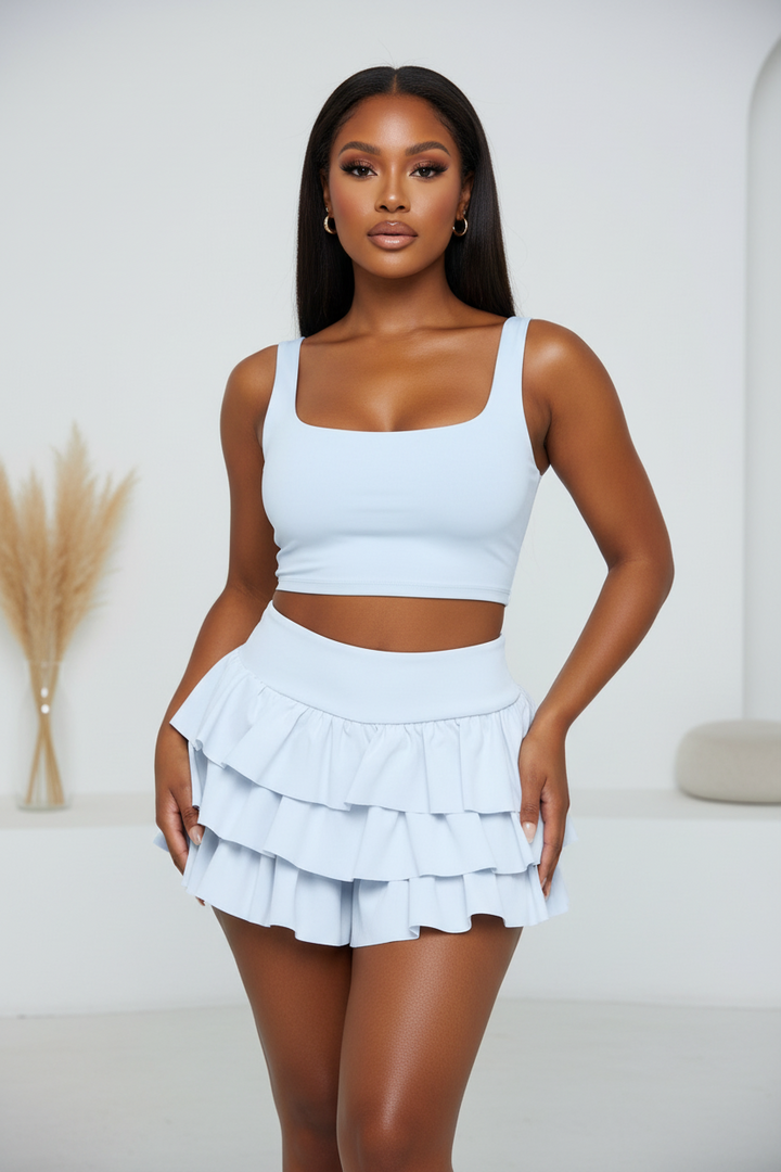 Plus Size Solid Ruffled Shorts