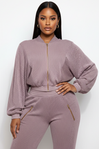Plus Size Women’s Zipper Closure Hoodie Jacket & Pants Set