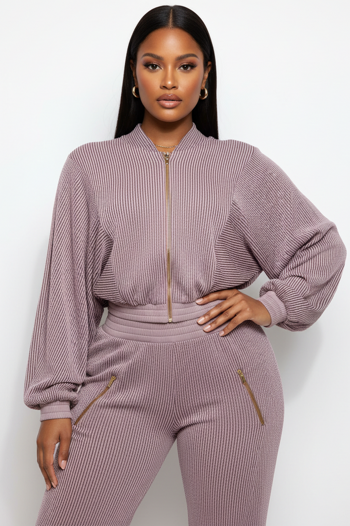 Plus Size Women’s Zipper Closure Hoodie Jacket &amp; Pants Set