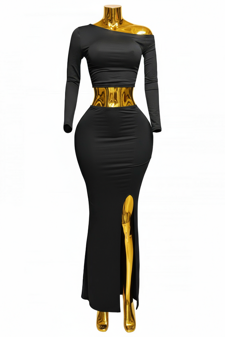 Plus Size One Side Off Shoulder Top & Skirt Set