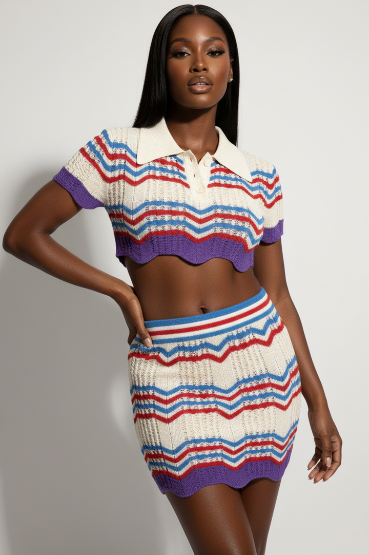 Zig Zag Crochet Two Piece Set