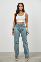 High Rise Slim Wide Straight