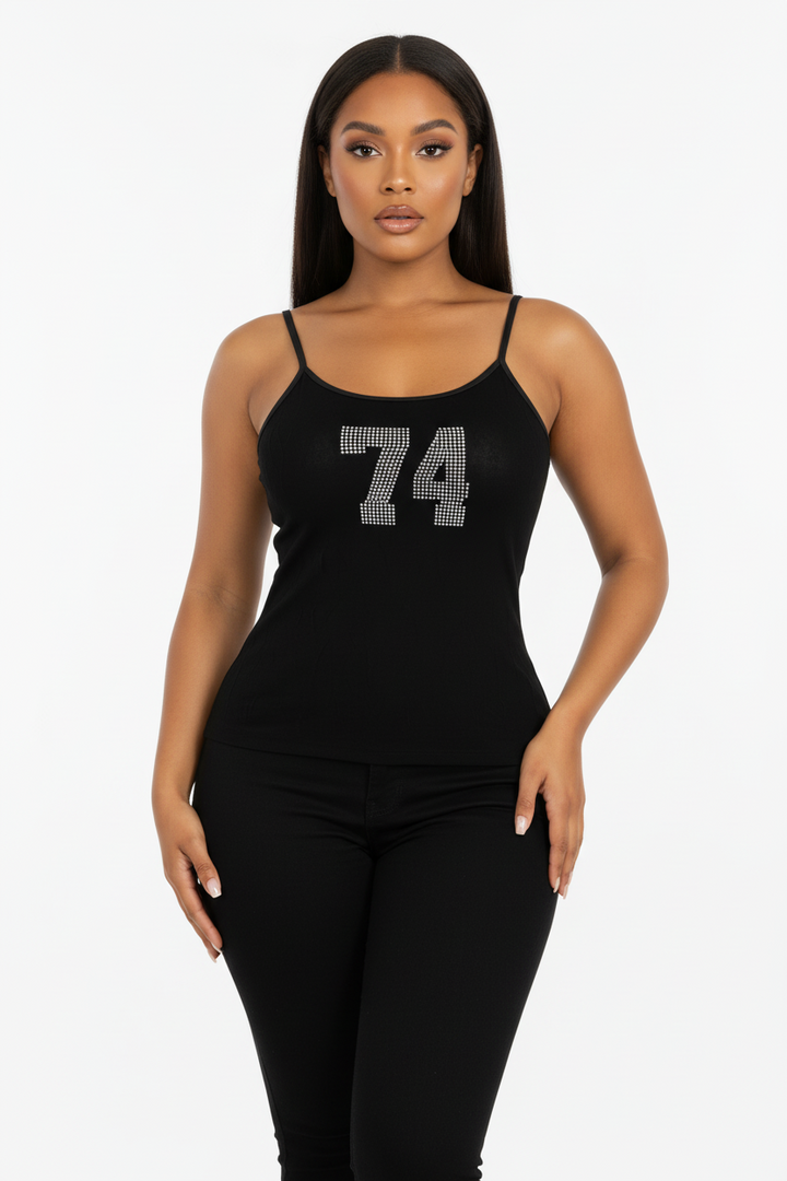 Rhinestones Lace Spaghetti Top