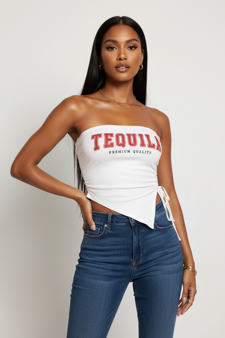 Tequila Graphic Print Bandana Tube Top