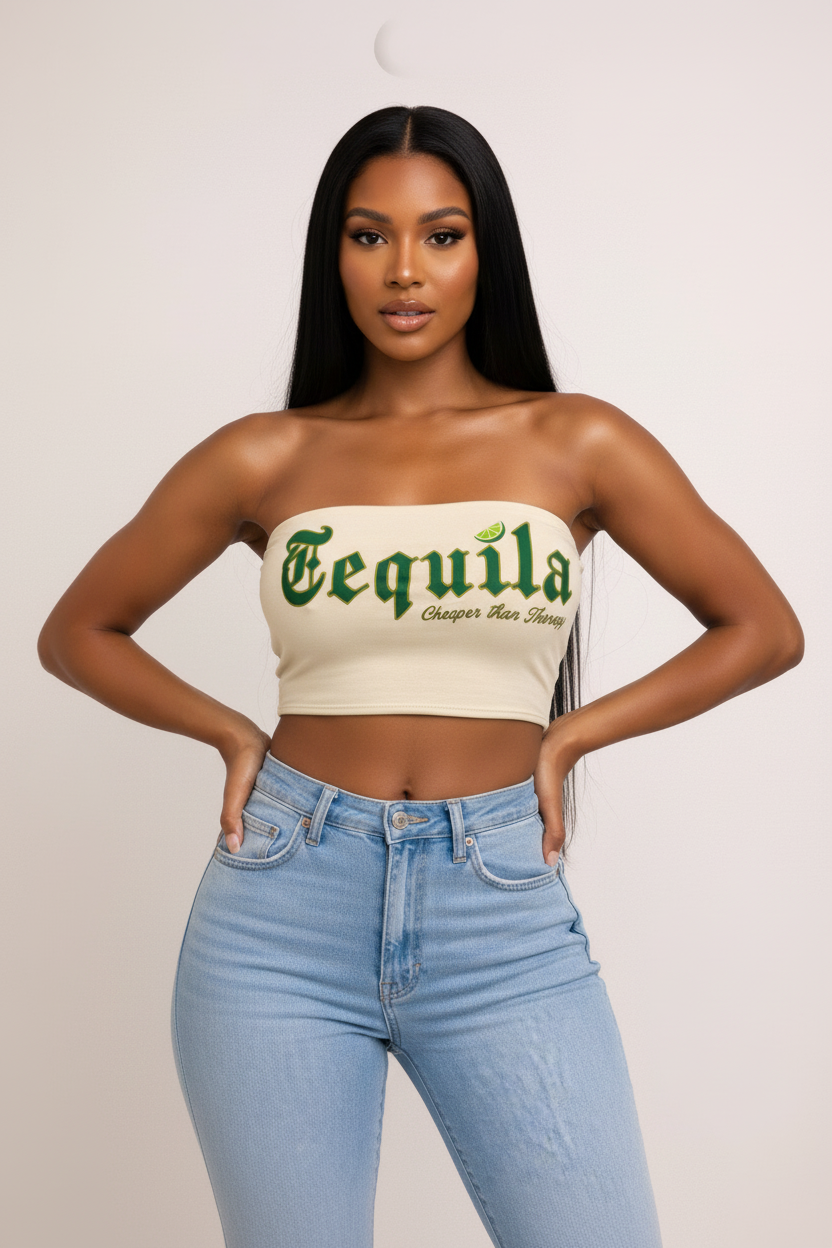 Tequila Graphic Bandeau Tube Top