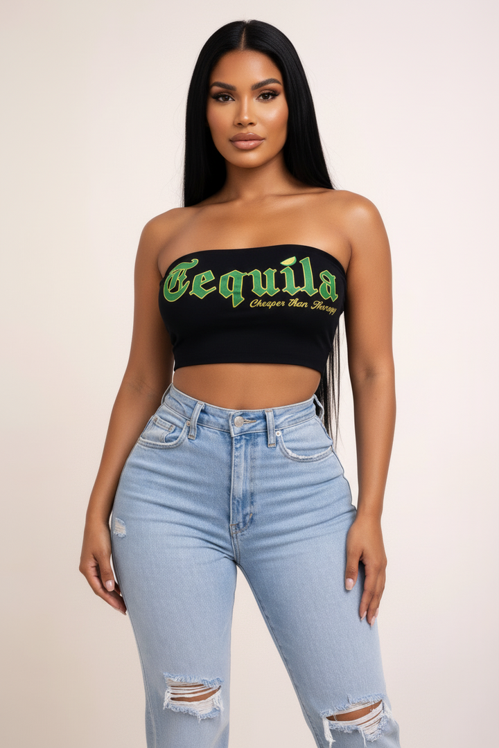 Tequila Graphic Bandeau Tube Top
