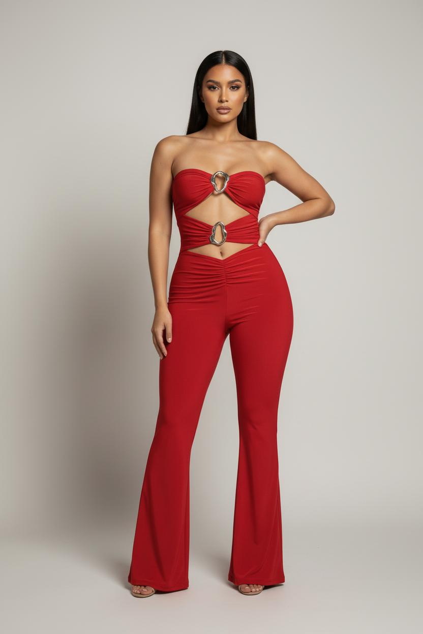 Cut-out,strapless Jumpsuit