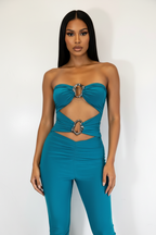 Cut-out,strapless Jumpsuit