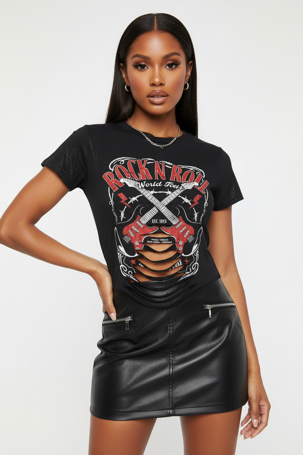 Rock N Roll World Tour Laser-cut Graphic Tee
