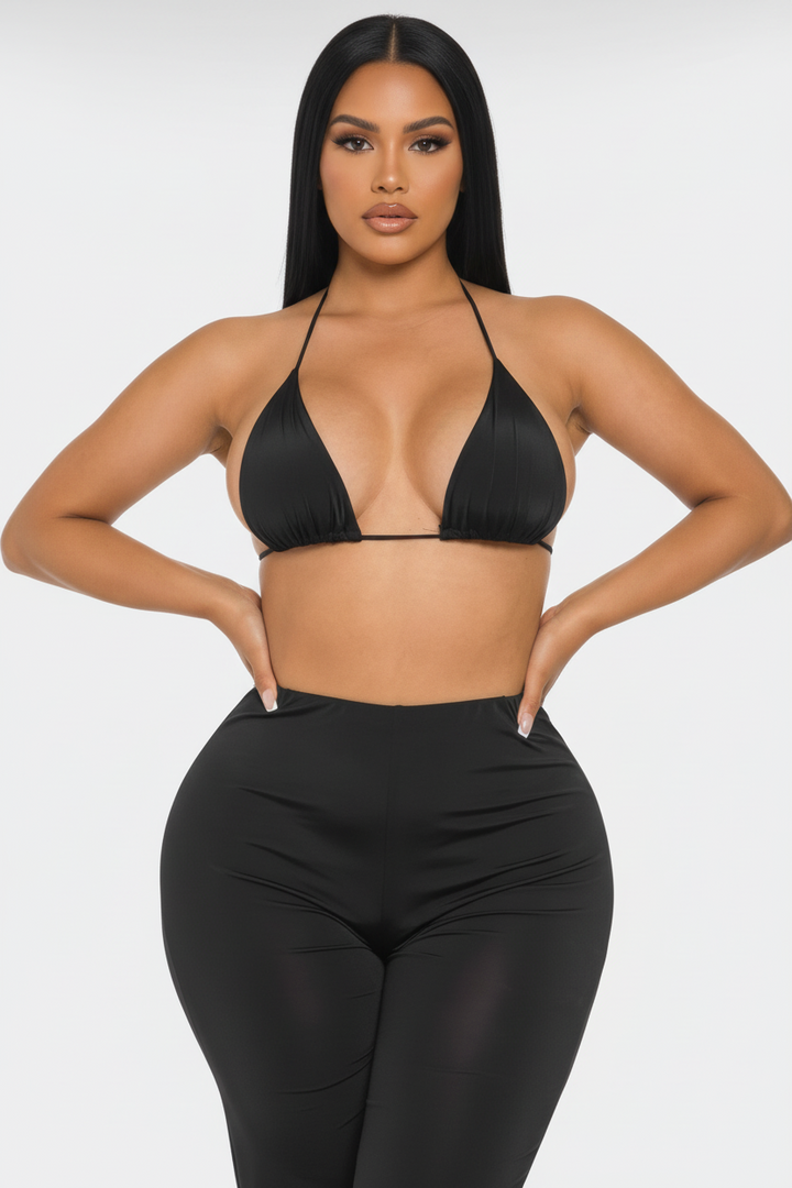 Bra Top And Pants And Bandana Set
