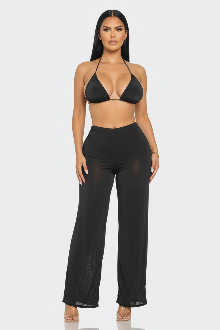 Bra Top And Pants And Bandana Set