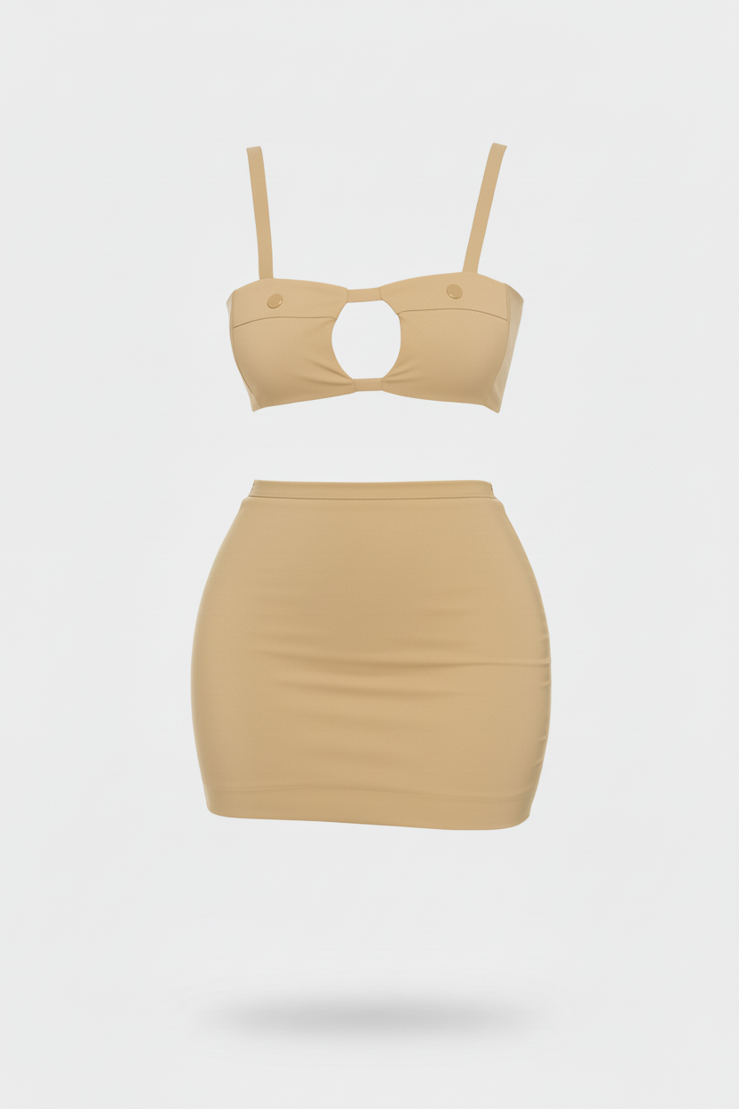 Top And Skirt Set, Khaki