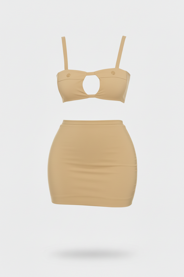 Top And Skirt Set, Khaki