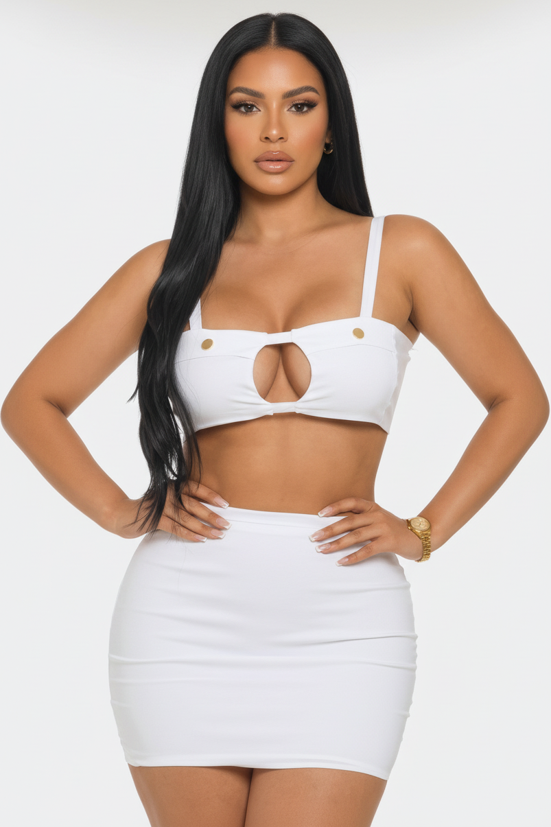Top And Skirt Set, White
