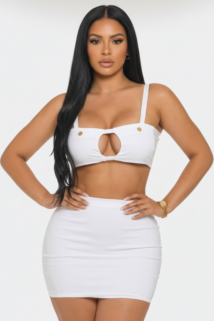 Top And Skirt Set, White