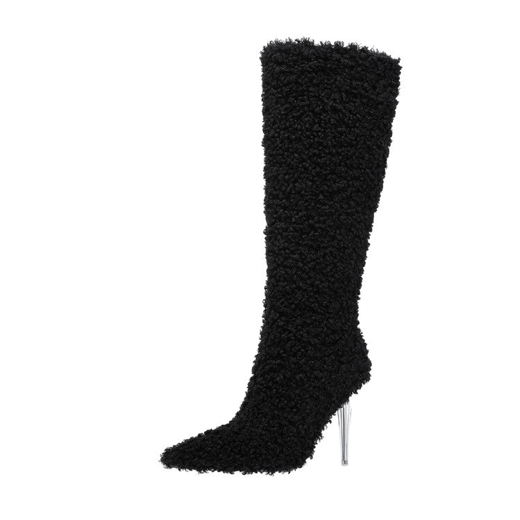 Crystal Fine High Heel Plush Boots