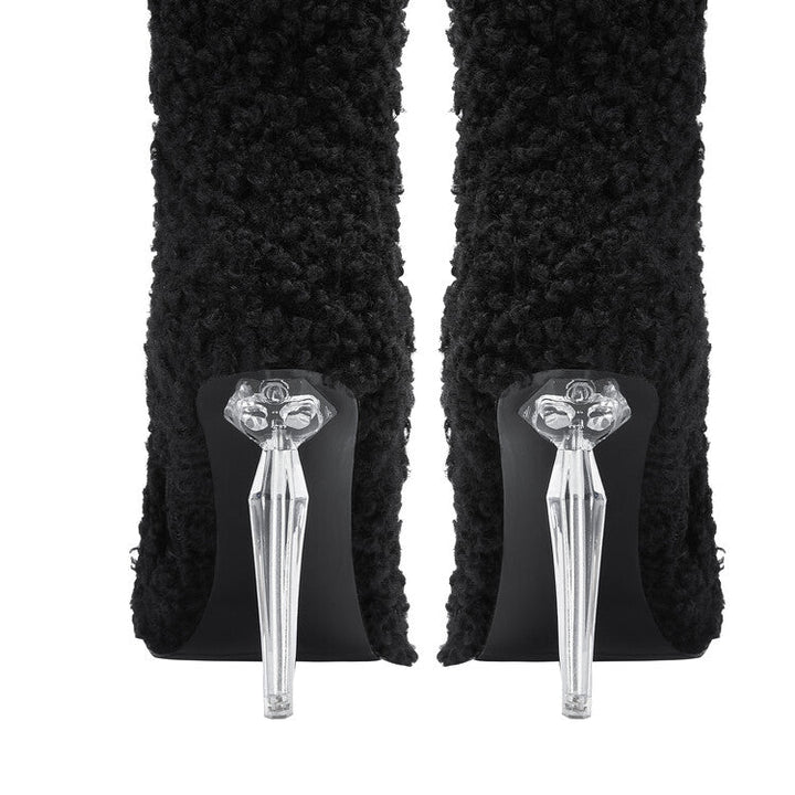 Crystal Fine High Heel Plush Boots