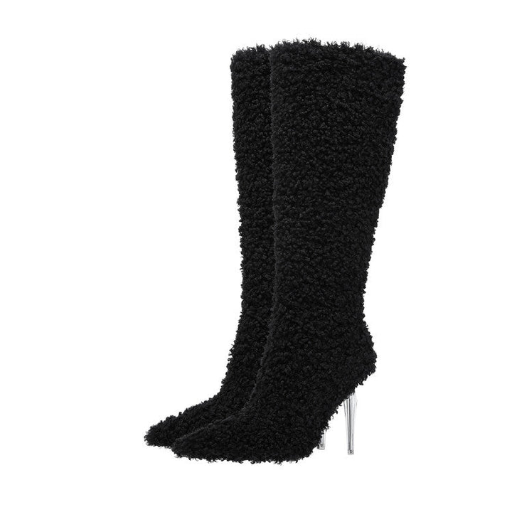 Crystal Fine High Heel Plush Boots