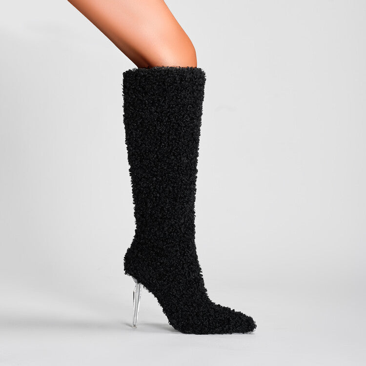 Crystal Fine High Heel Plush Boots