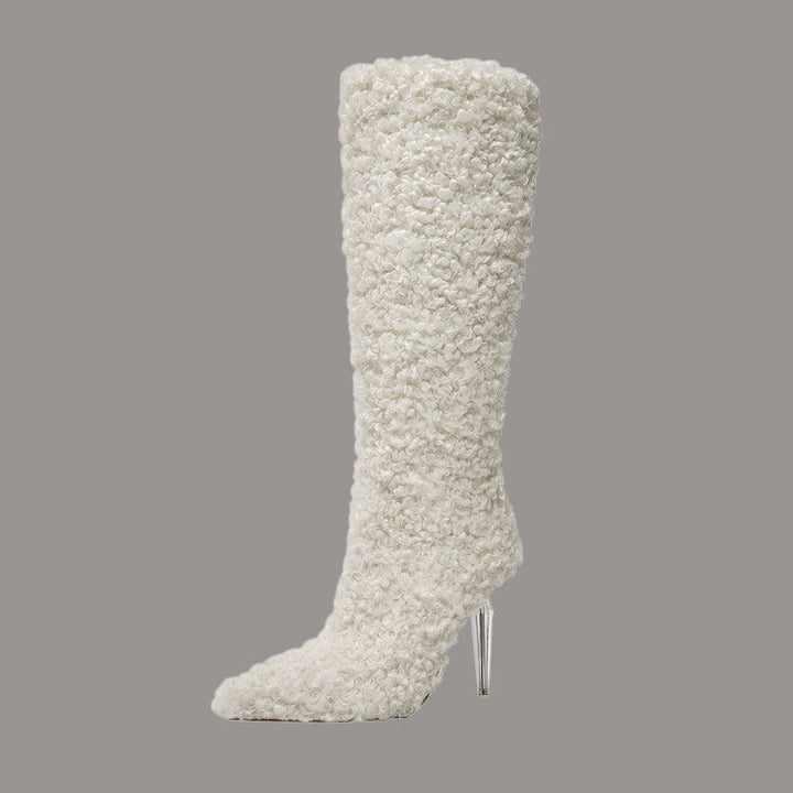 Crystal Fine High Heel Plush Boots