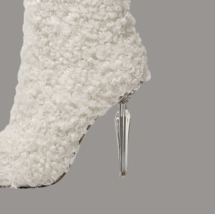 Crystal Fine High Heel Plush Boots