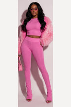 Pink see-through pants set