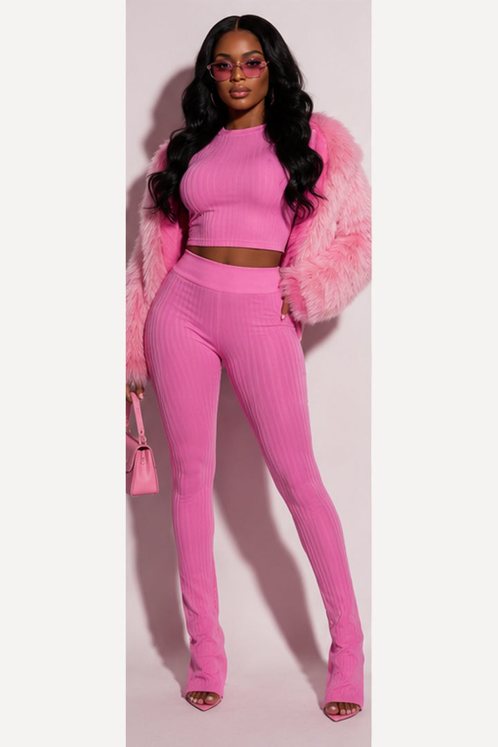 Pink see-through pants set