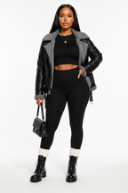 Leggings and Crop Top Set - Black
