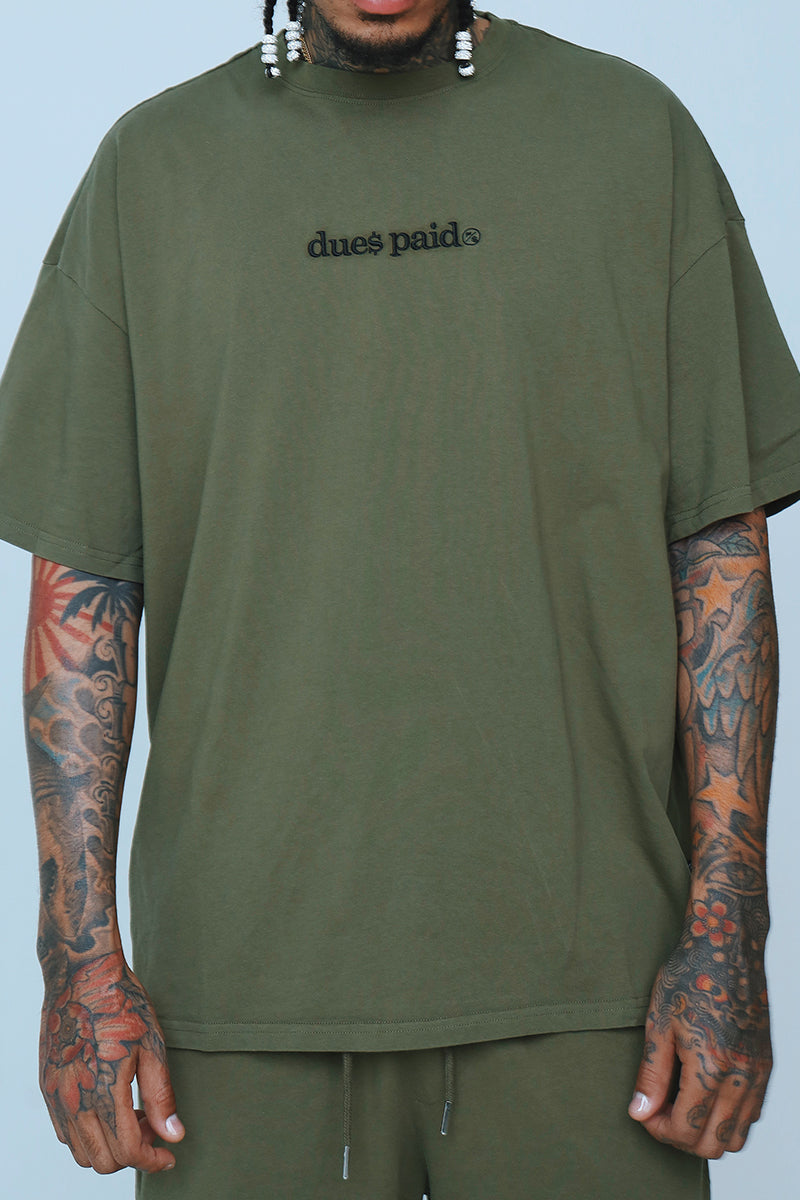 Dues Paid (Military Green - Oversize Shirt)