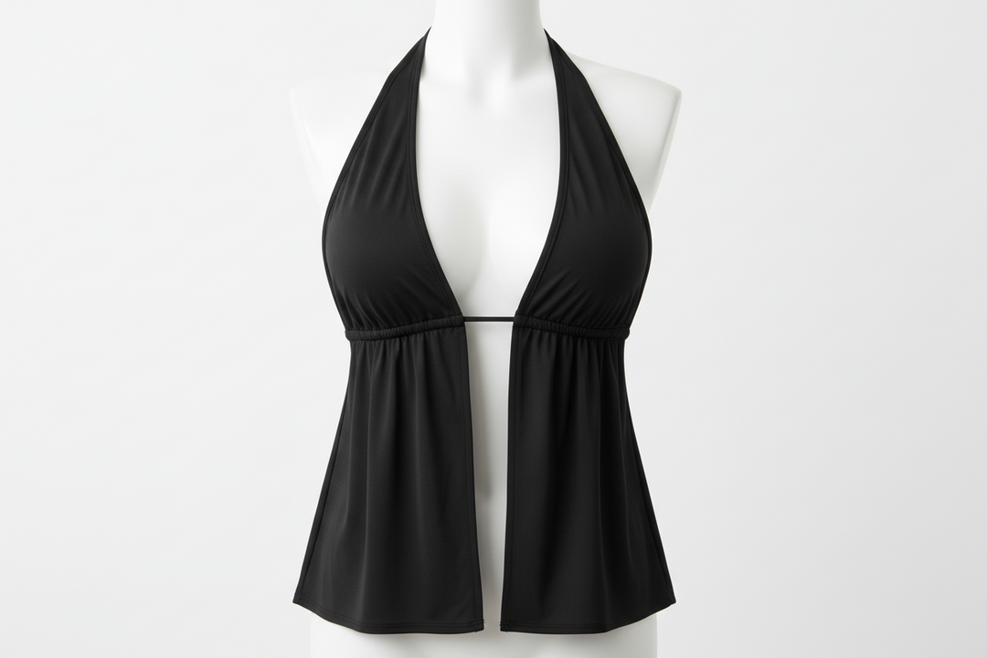 Baddie Vneck Halter Top, Black