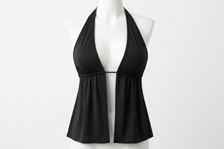 Baddie Vneck Halter Top, Black