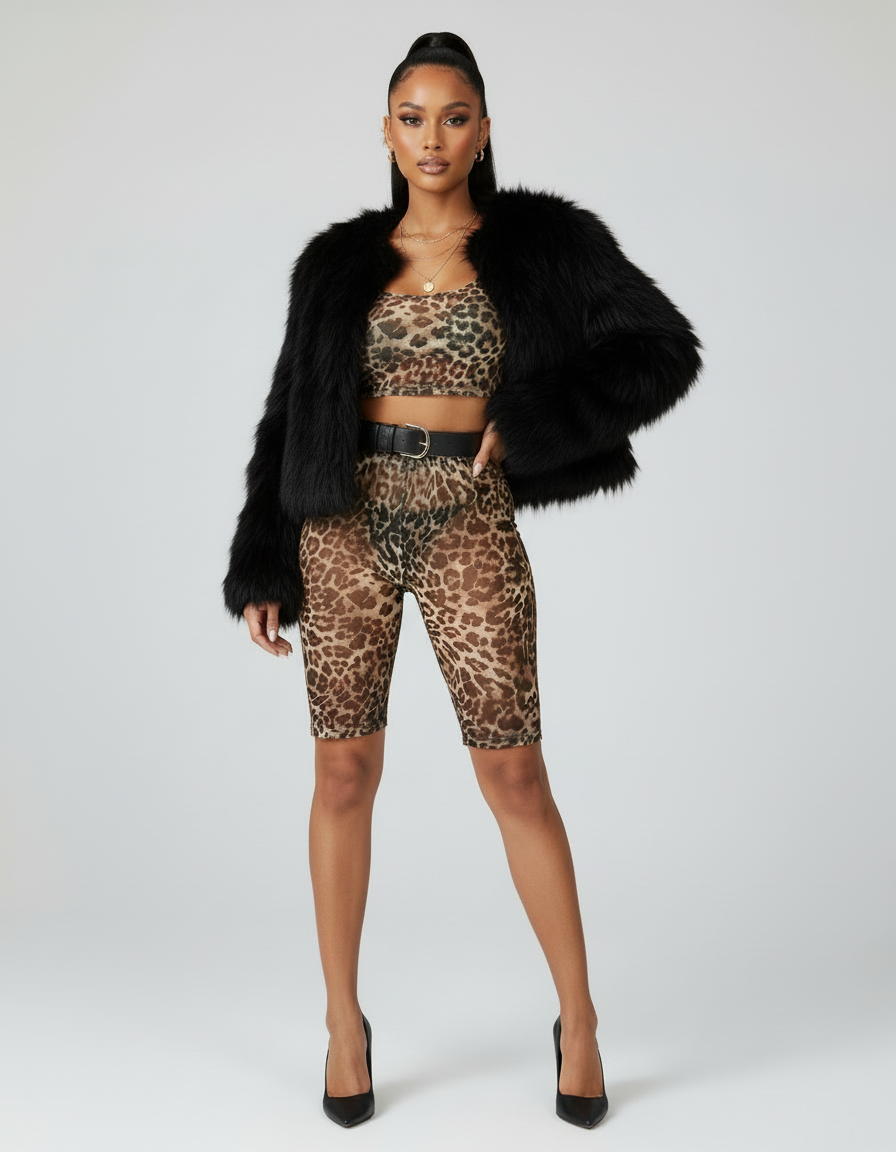 Leopard See Through Shorts