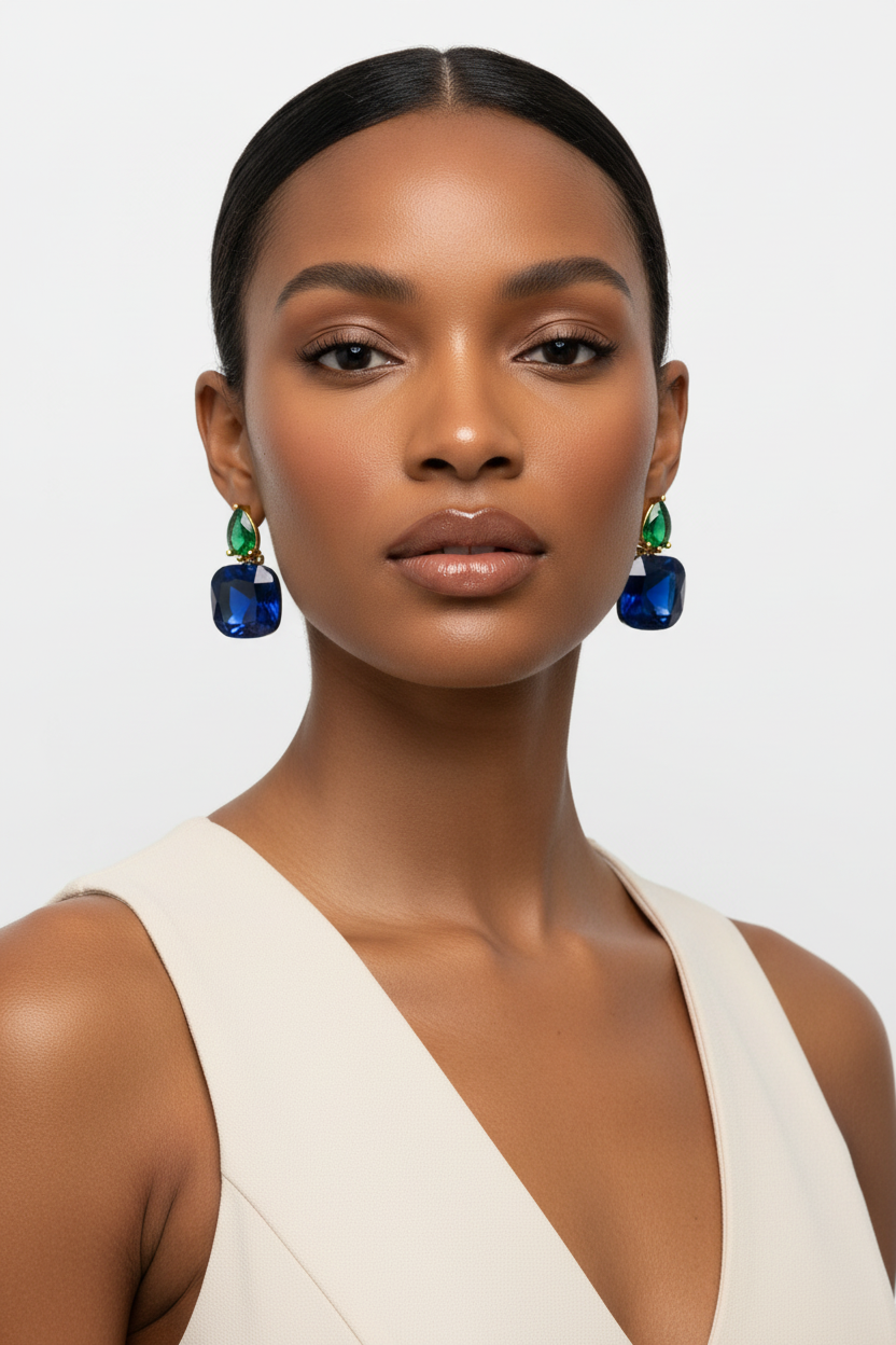 Lustre Duo Drop Earrings – Sculpted Oval with Petite Accent Detail
