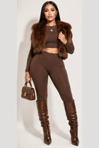 Leggings and Crop Top Set- Mocha
