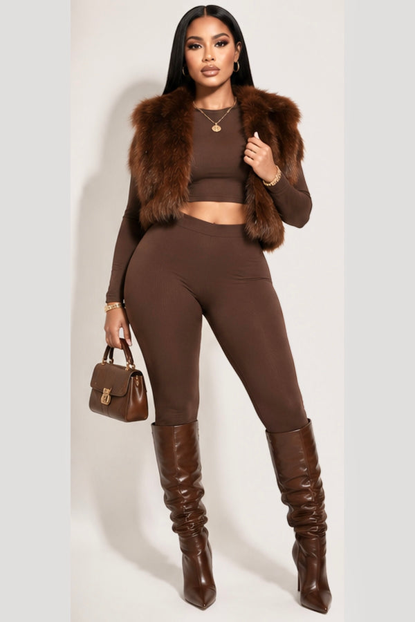 Leggings and Crop Top Set- Mocha