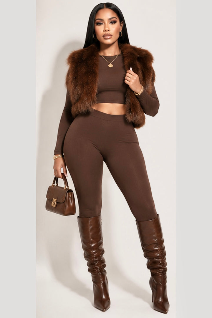 Leggings and Crop Top Set- Mocha