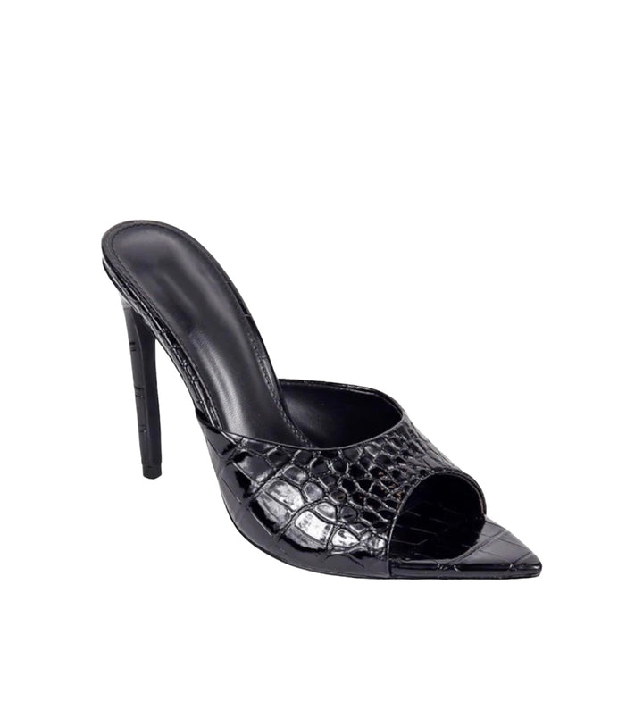 Black Croc Heels- Size 8