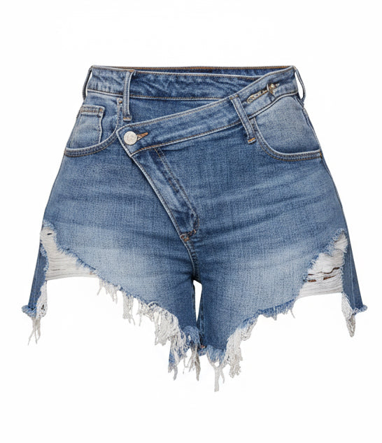 Abstract Denim Shorts
