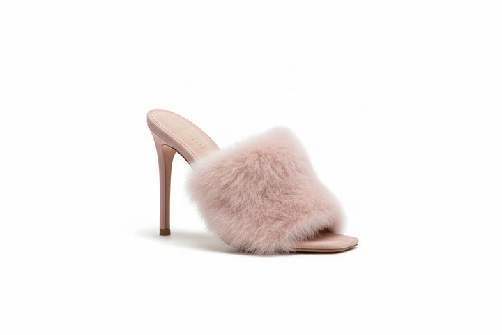 PINK FUR SLIPPER HEEL