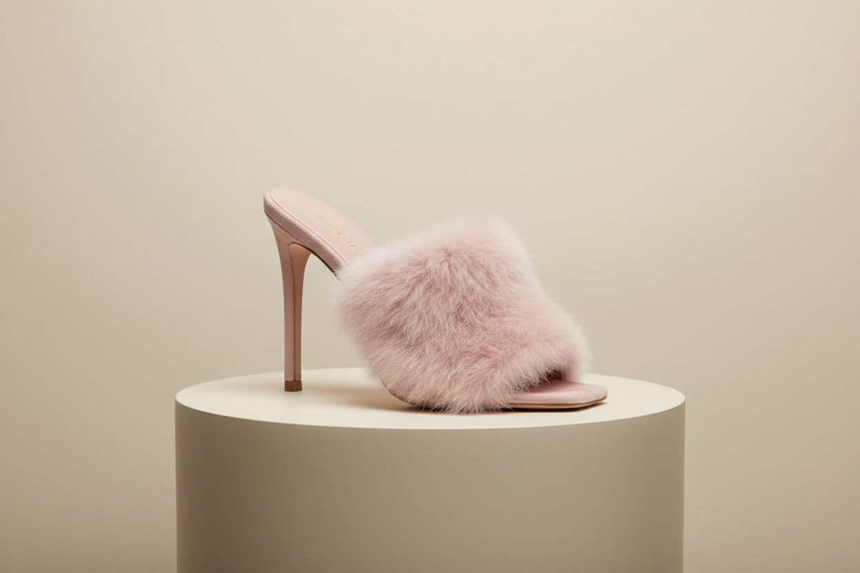 PINK FUR SLIPPER HEEL