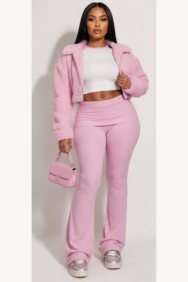 Comfy Lounge Pants Set, Pink/White