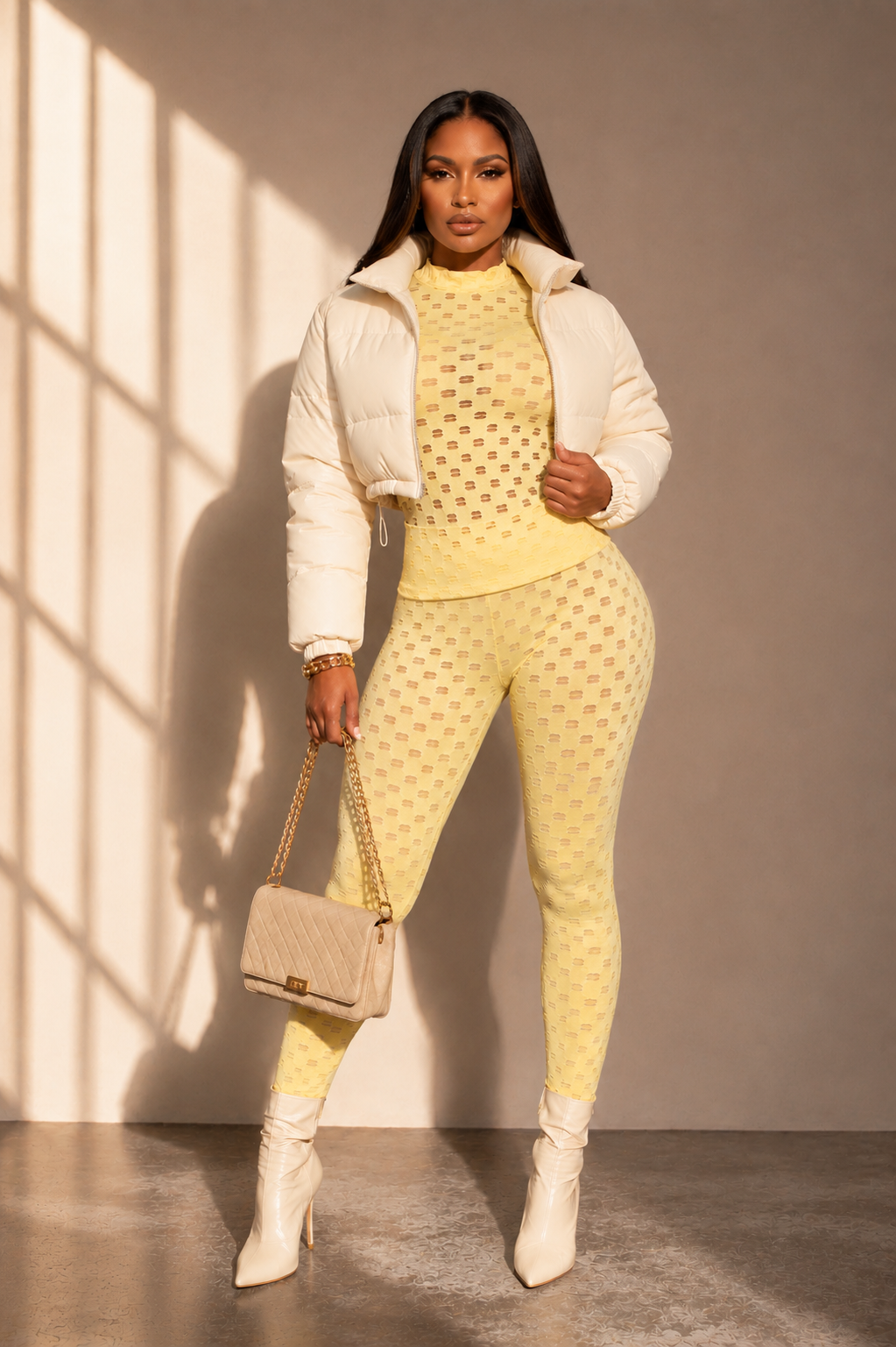 Hollow Out Leggings Set- Yellow