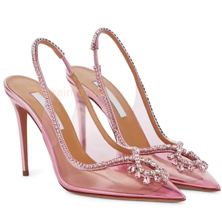 Pink Bling Slingback Heels, Size 7.5