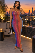 Afterglow Multicolor Sheer Knit Maxi Dress