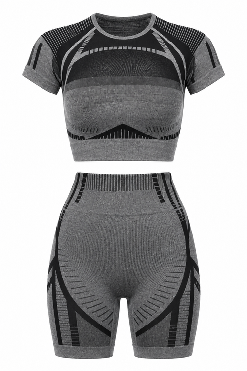Body Code Charcoal Contour Seamless Biker-Short Set